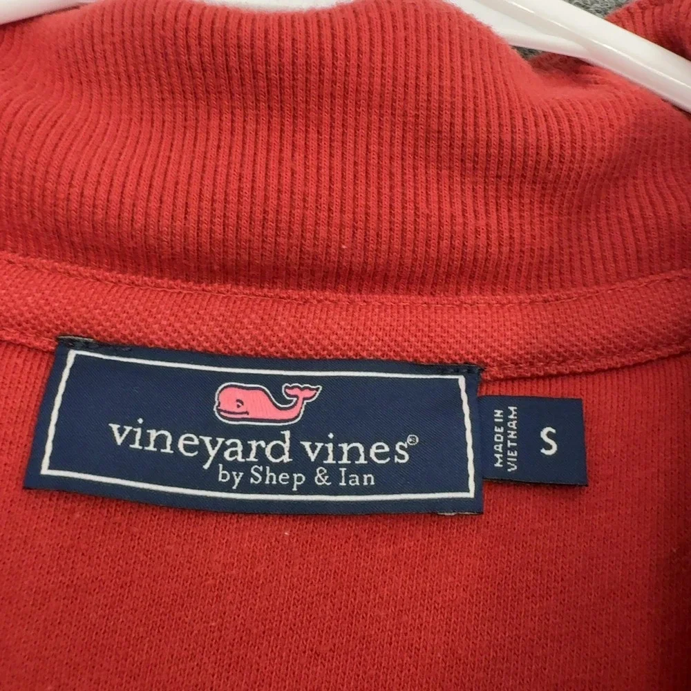 Vineyard Vines Pullover Mens S‎ Red Cotton Polyester Quarter Zip Preppy Casual